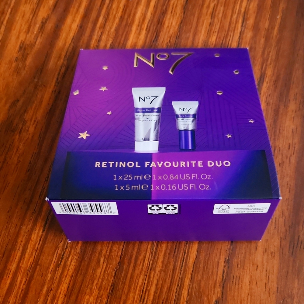 No 7 Retinol Duo gift set pure retinol night cream & eye cream NEW